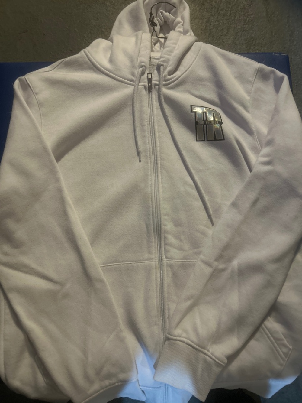 True Religion White Hoodie Zip Up